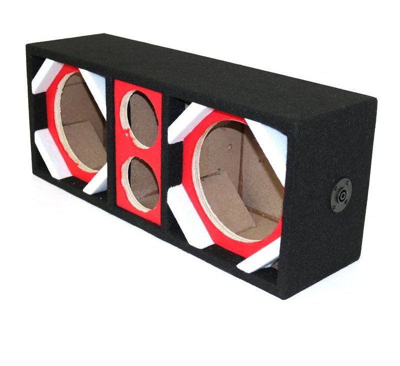 Picture of Deejay LED D8T2RED Empty Chuchera Speaker Enclosure for Two 8 in. Woofers Plus Two Tweeters&#44; Red