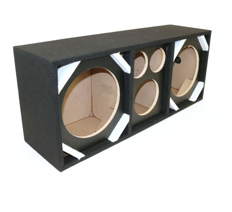 Picture of Deejay LED D10T2H1CARBONBLK Vinyl Empty Chuchera Speaker Enclosure with Dual Port for Two 10 in. Woofers Plus Two Tweeters & One Horn&#44; Carbon Black
