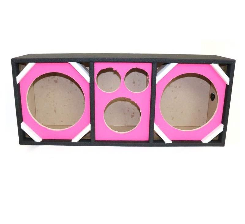 Picture of Deejay LED D10T2H1PINK Empty Chuchera Speaker Enclosure with Dual Port for Two 10 in. Woofers Plus Two Tweeters & One Horn&#44; Pink