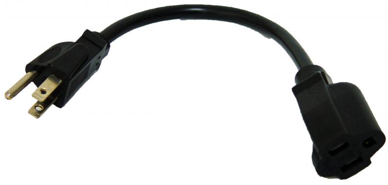 1 ft. Power Cord Adapter, Black