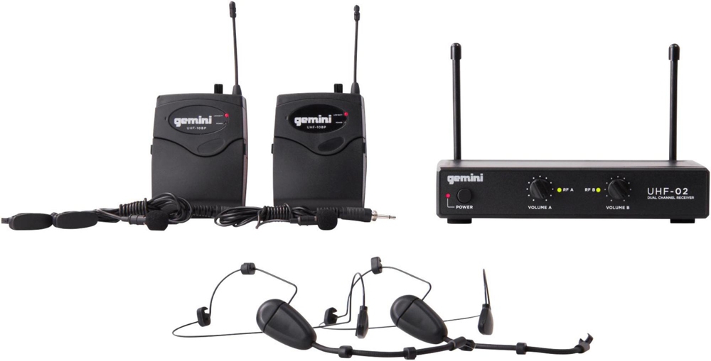 2 Channel Wireless Headset Lavalier, Black