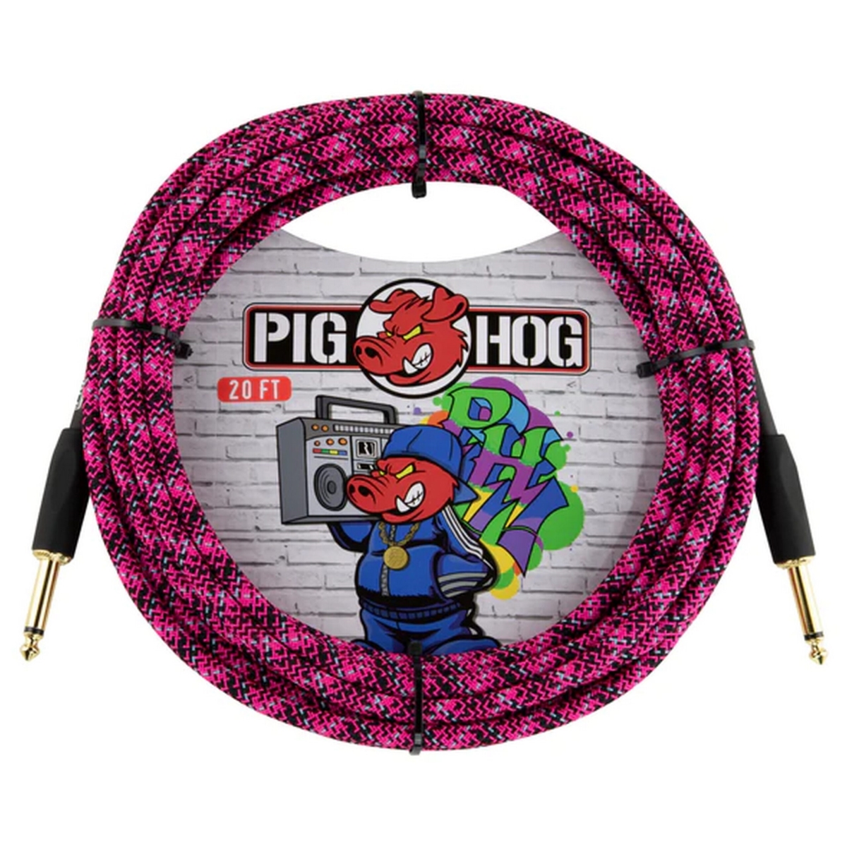 Pig Hog PCH20GPK 20 ft. Graffiti Instrument Cable, Pink