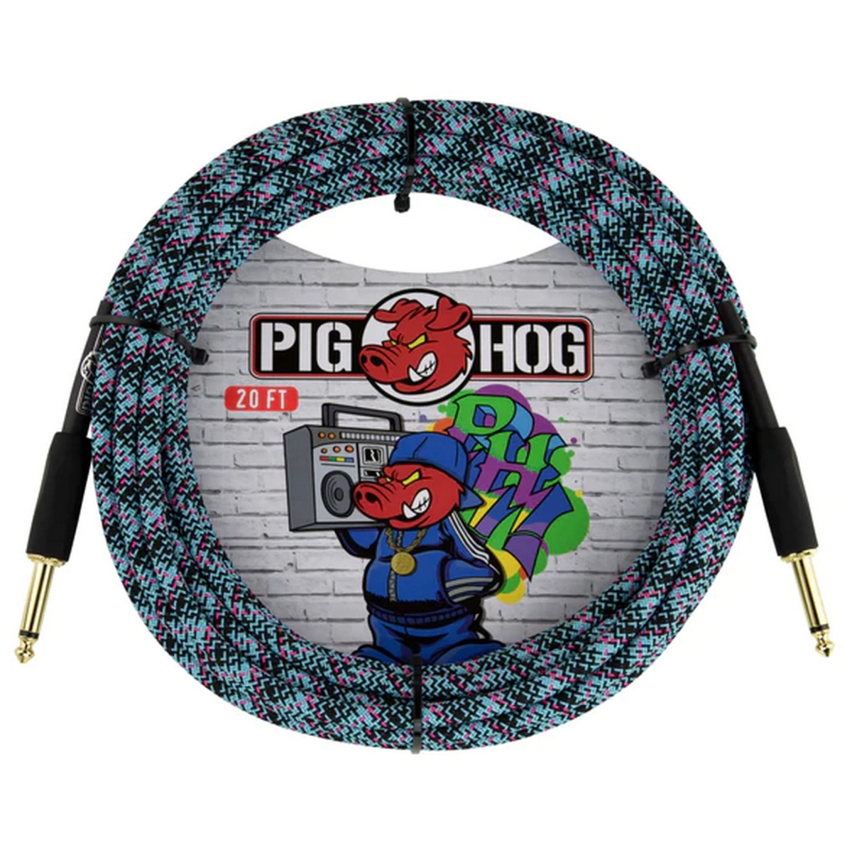 Pig Hog PCH20GBL 20 ft. Graffiti Instrument Cable, Blue