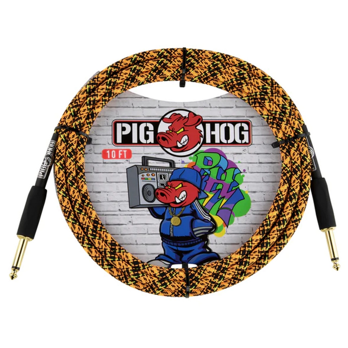 Pig Hog PCH10GOR 10 ft. Graffiti Instrument Cable, Orange