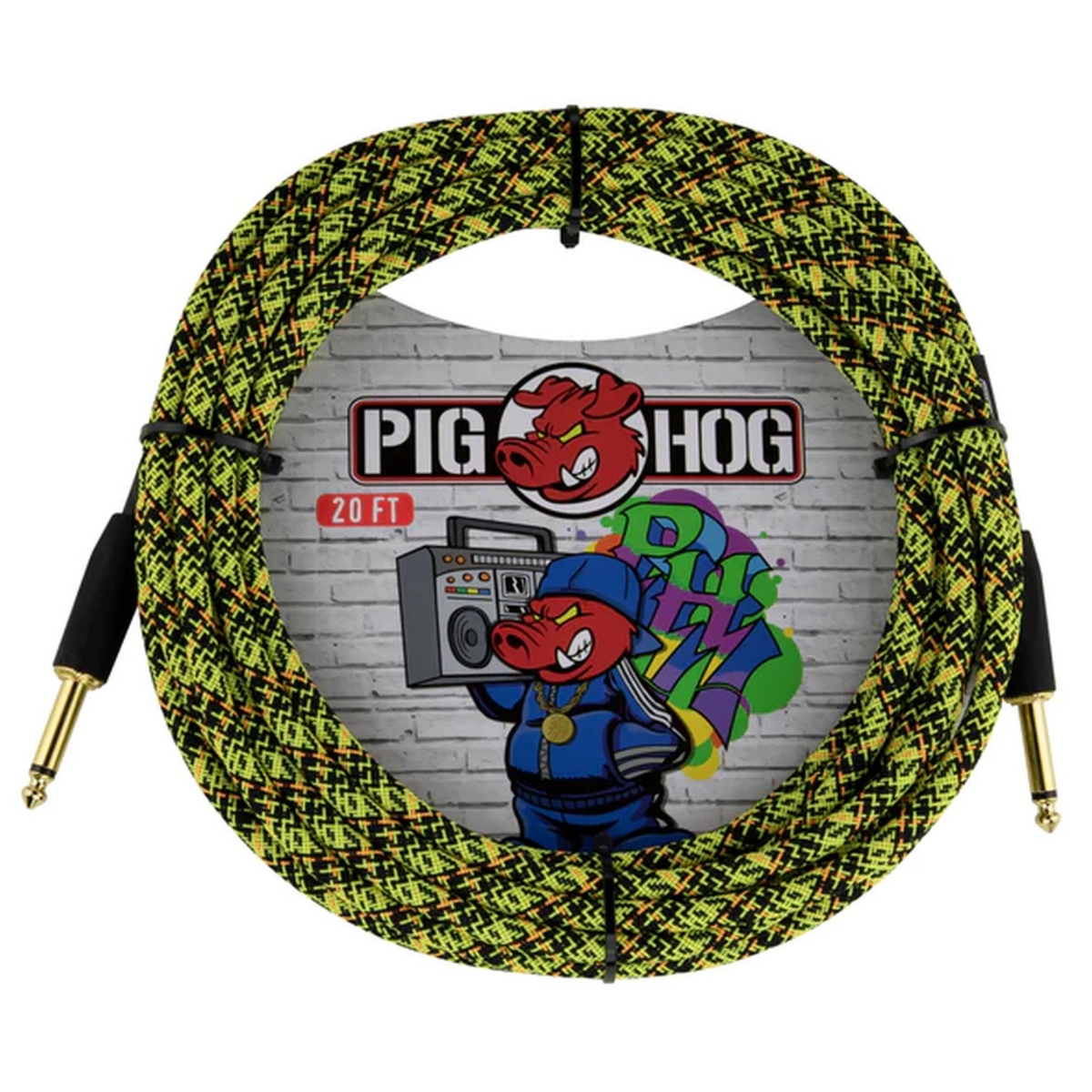 Pig Hog PCH20GYW 20 ft. Graffiti Instrument Cable, Yellow