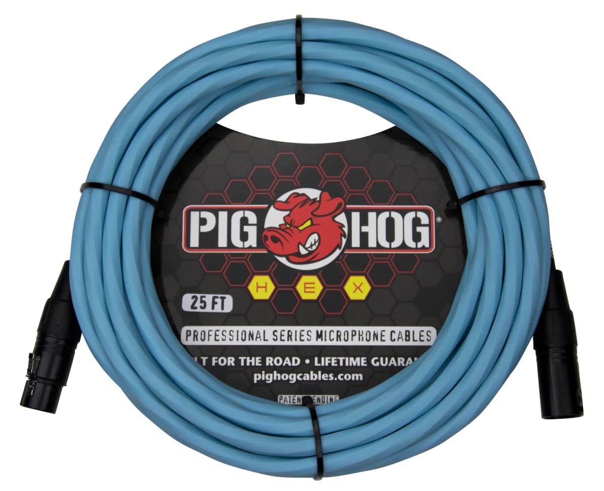 25 ft. Hex Series Microphone Cable, Daphne Blue
