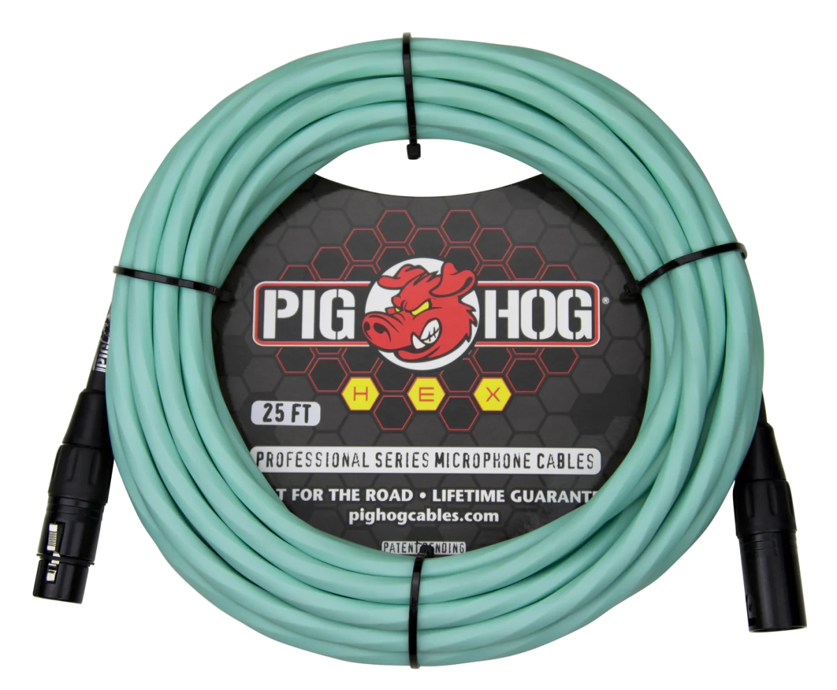 25 ft. Hex Series Microphone Cable, Seafoam Green