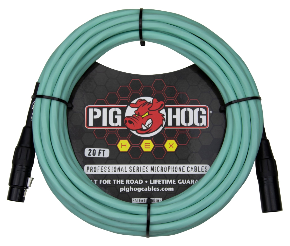 20 ft. Hex Series Microphone Cable, Seafoam Green