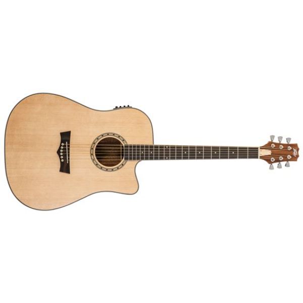 DW2CE Solid Top Dreadnought Cutaway Acoustic-Electric Guitar, Natural -  Peavey