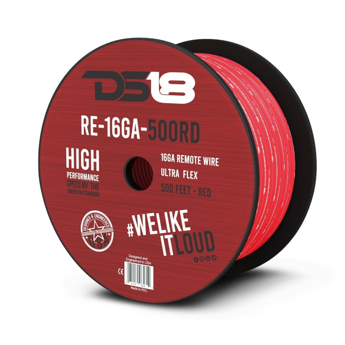 Picture of DS18 RE-16GA-500RD 500 ft. 16-Gauge Ultra Flex Remote Primary Wire&#44; Red & Orange