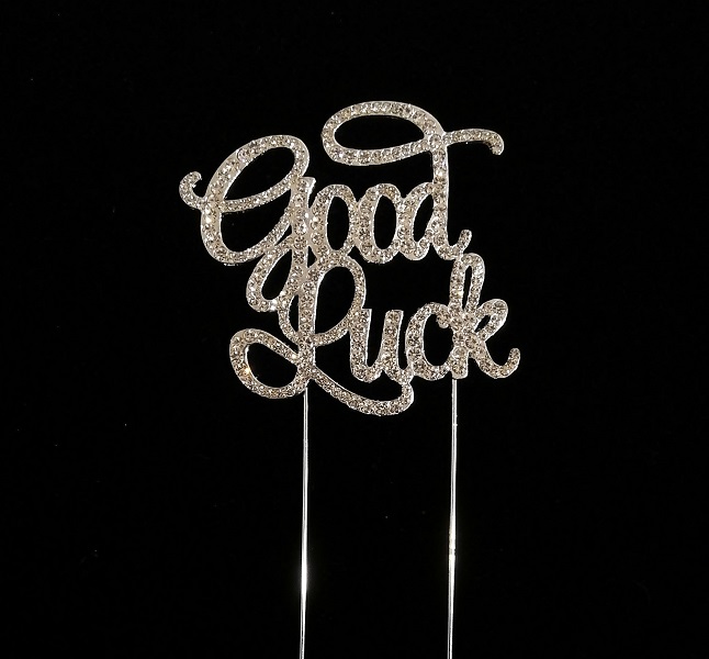 Good Luck Rhinestone Cake Toppers - Silver