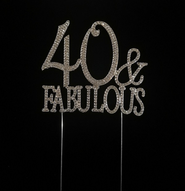 40 Fabulous Rhinestone Monogram Cake Topper - Silver