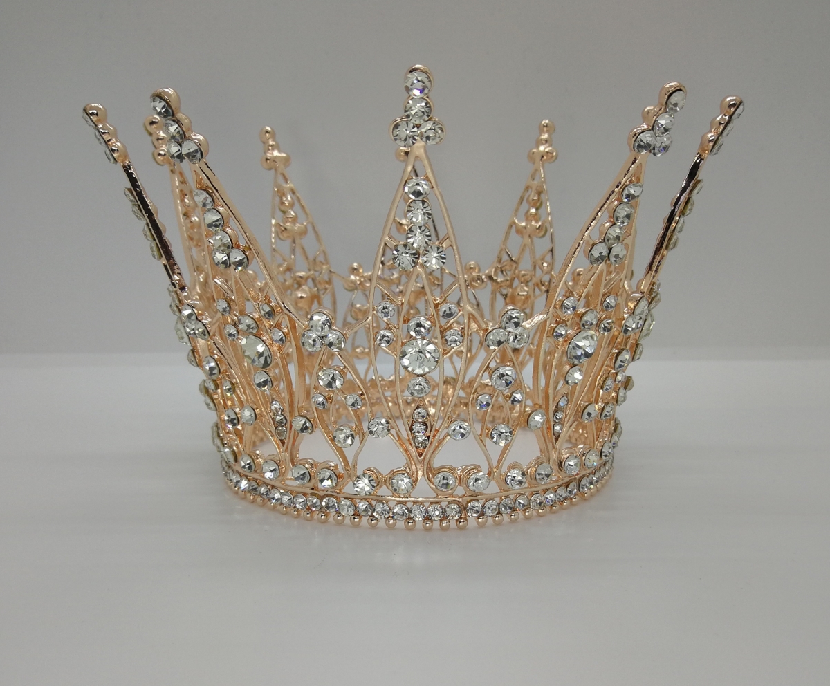 8.9 oz Crown with Clear Rhinestones - Rose Gold