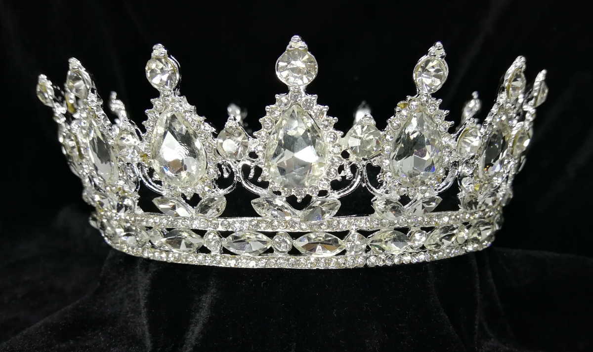 7 oz Silver Crown with Big Rhinestones - Silver