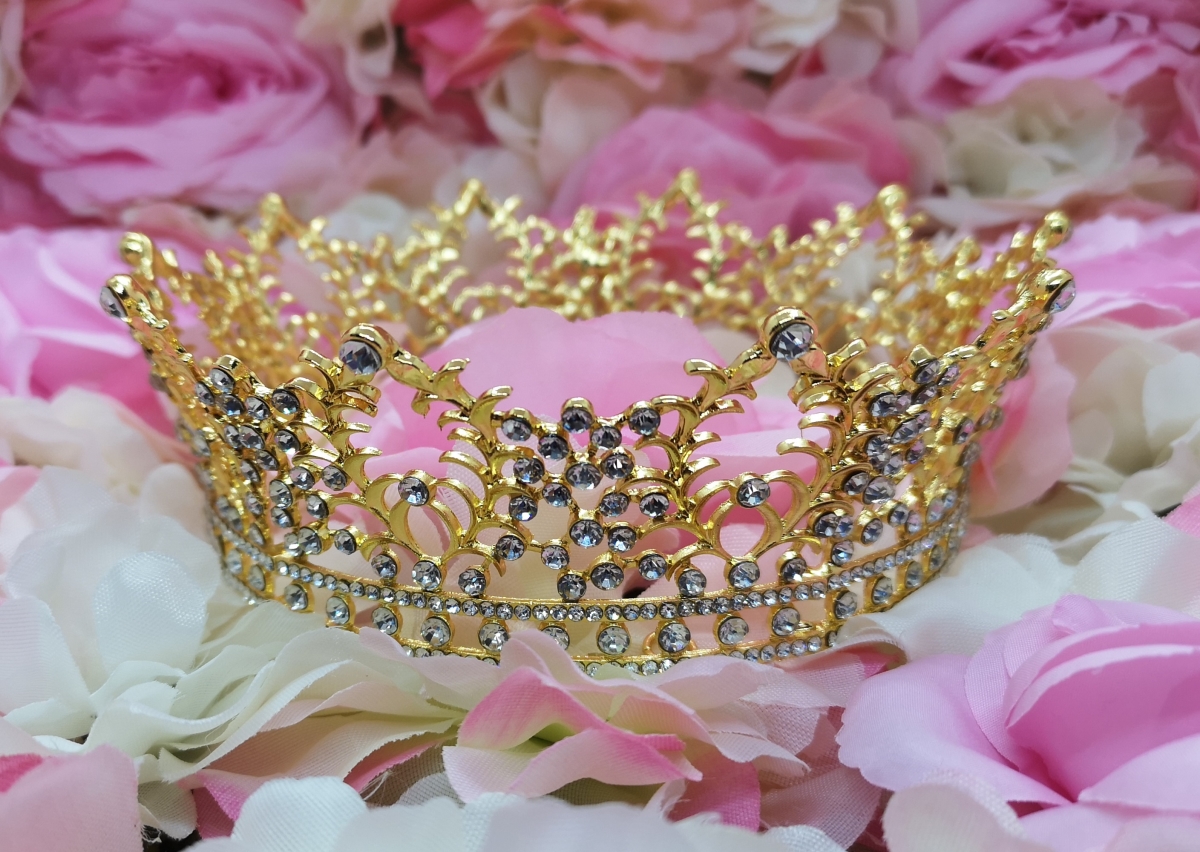 7.3 oz Crown with Clear Rhinestone - Gold