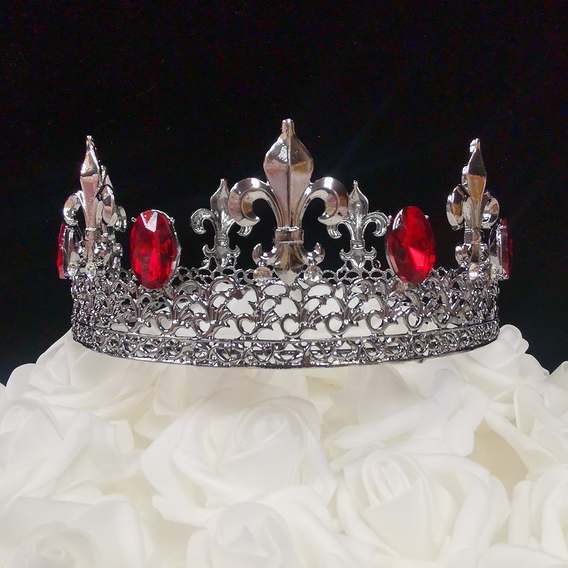 7.8 oz Fleur De Lis King Black Crown Cake Topper - Red