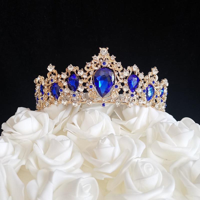 7 oz Large Rhinestone Tiara Cake Topper - Royal Blue