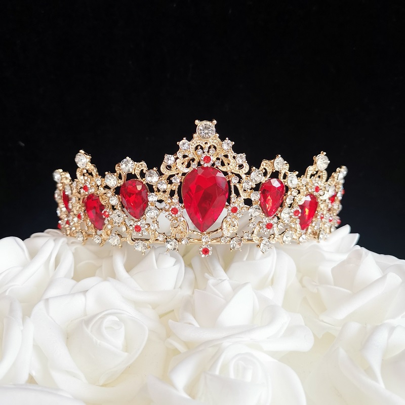 7 oz Large Rhinestone Tiara Cake Topper - Red