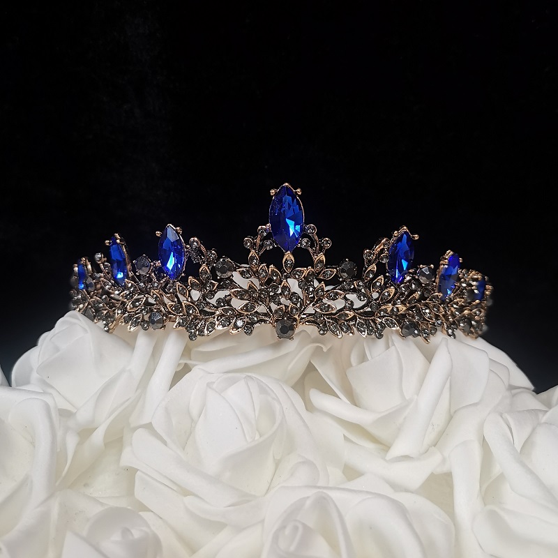 9.8 oz Royal Blue with Black Rhinestones Tiara Cake Topper