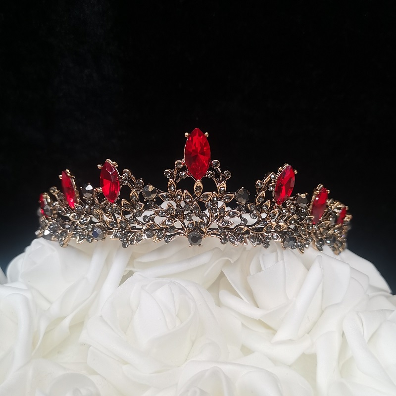 9.8 oz Red with Black Rhinestones Tiara Cake Topper