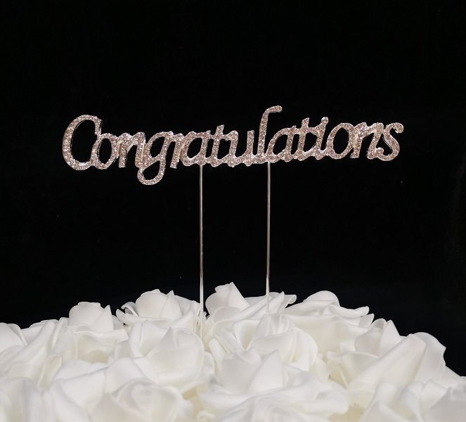 1.6 oz Congratulations Cake Topper - Silver