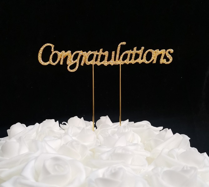 1.6 oz Congratulations Cake Topper - Gold