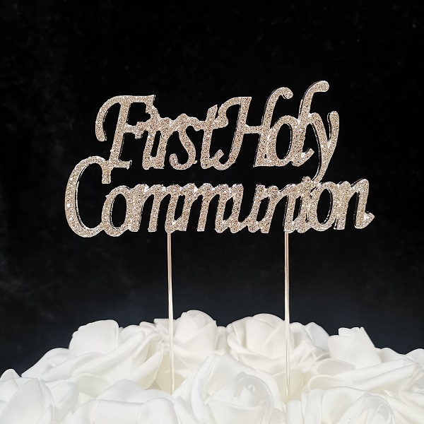 2.2 oz First Holy Communion Cake Topper - Silver