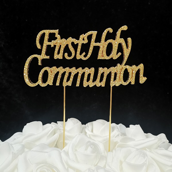 2.2 oz First Holy Communion Cake Topper - Gold