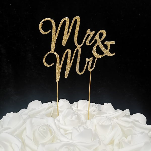 2.0 oz Gay Mr & Mr Cake Topper - Gold
