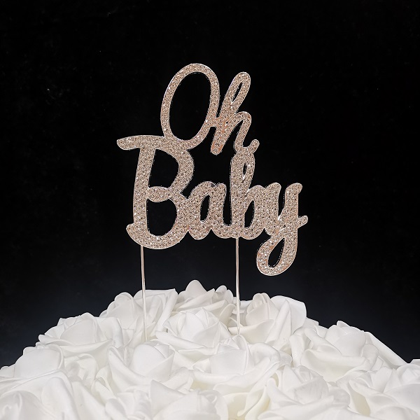 2.8 oz Oh Baby Cake Topper - Silver