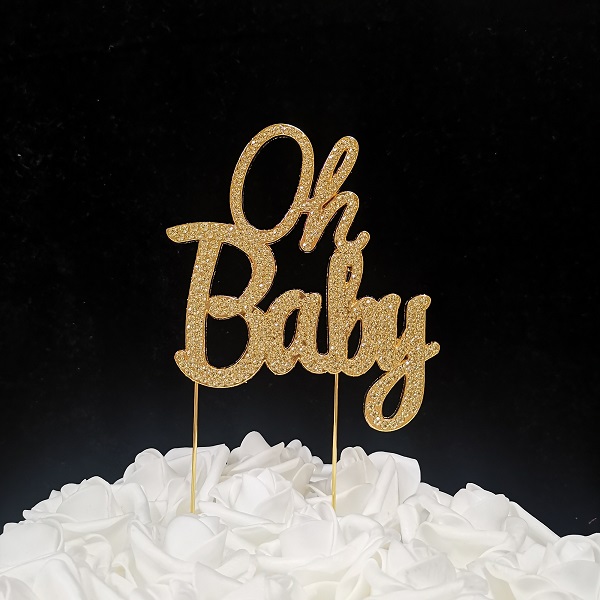 2.8 oz Oh Baby Cake Topper - Gold