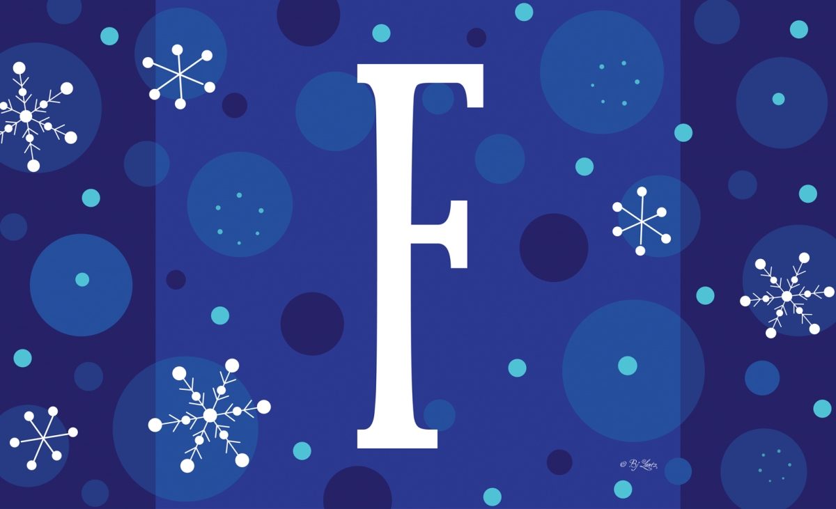 Winter Snowflakes Monogram F Doormat