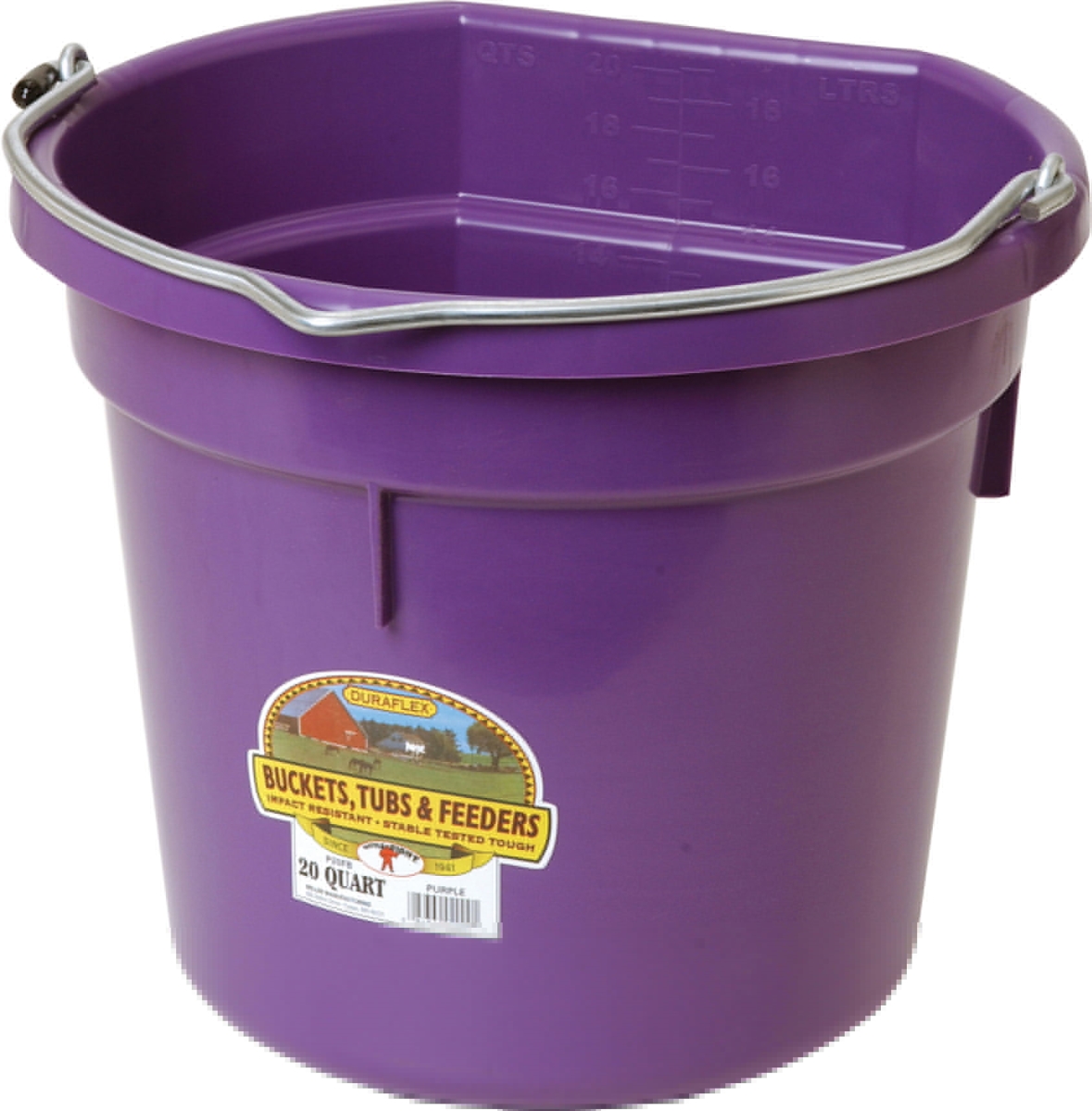 20532 20 qt. Little Giant Plastic Flat Back Bucket, Purple