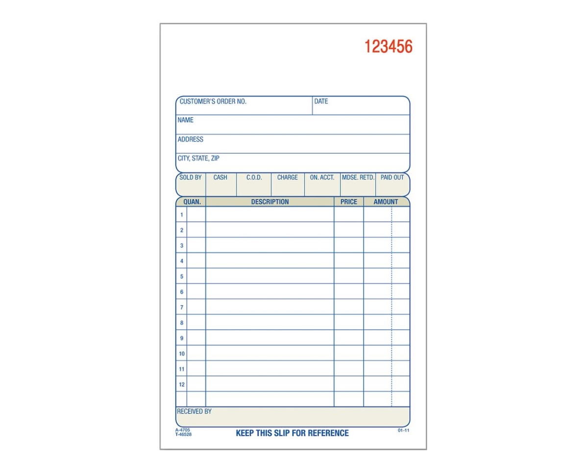 DC4705-10 4.187 x 7.187 in. Adams Sales Order Book, White - 10 Per Pack