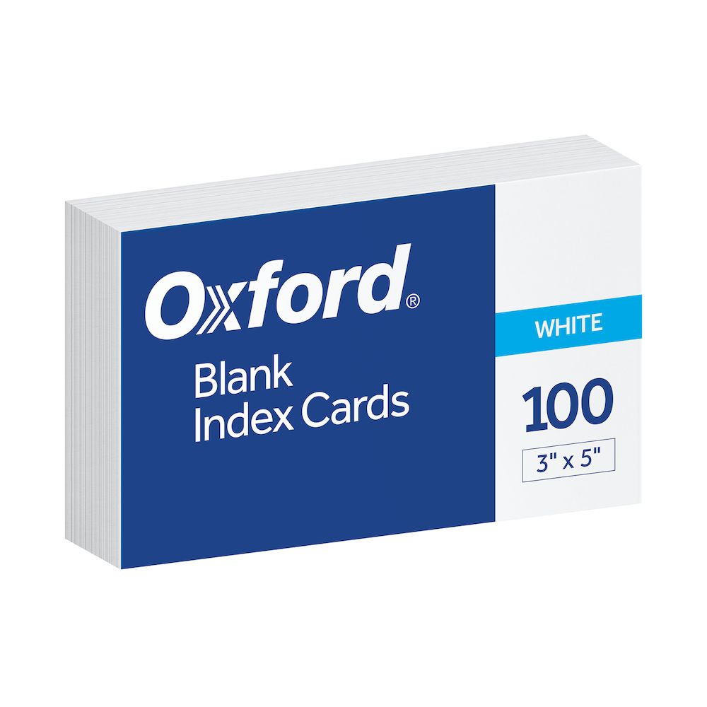 23-301DPA 3 x 5 in. Oxford Blank Index Cards, White - 100 Per Pack - Pack of 20