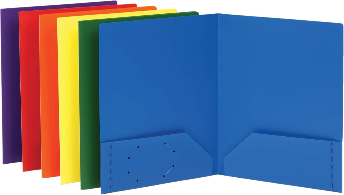 Assorted Oxford Folders - Letter Size - Pack of 6 - Durable Plastic