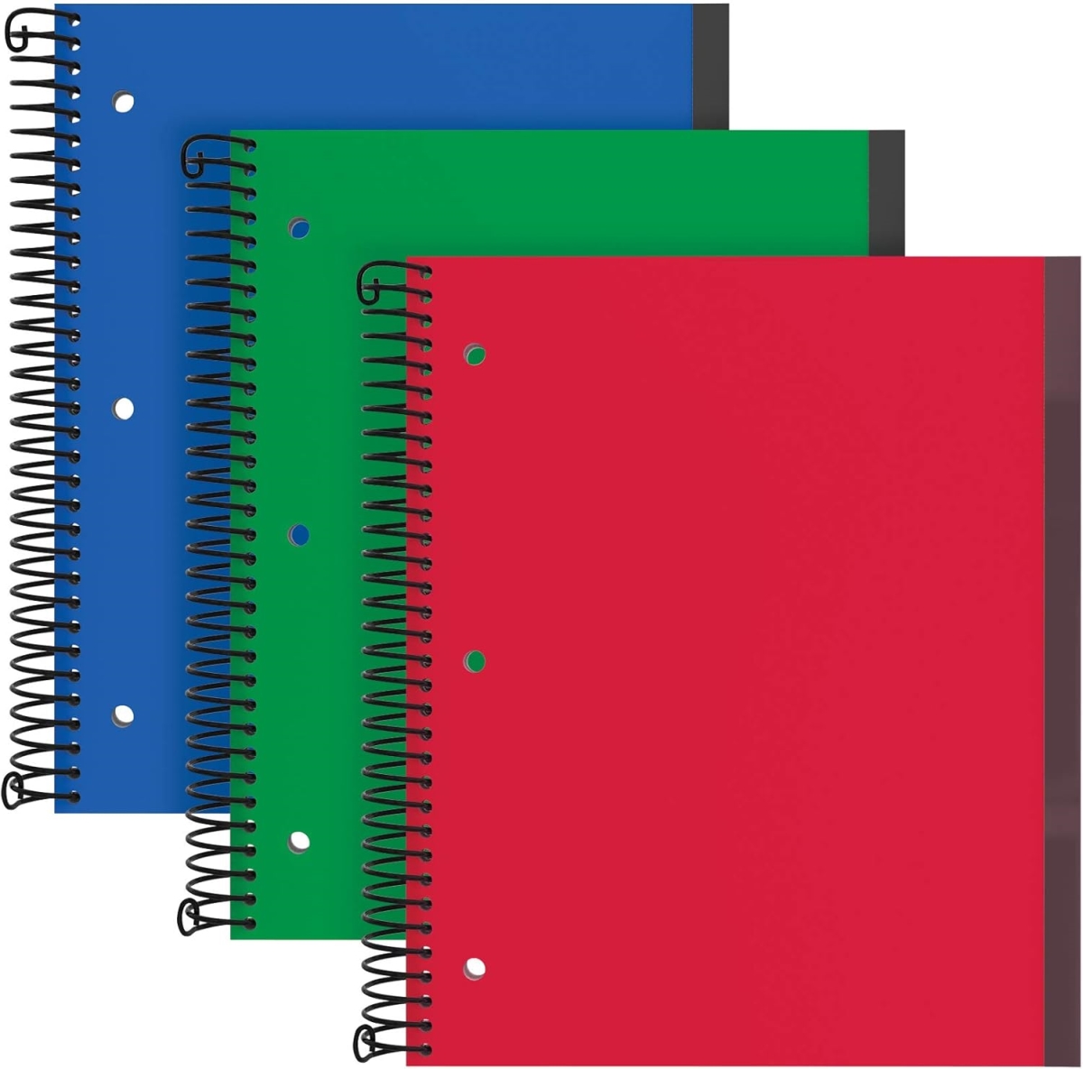 89802 Oxford 1 Subject Wide Rule Spiral Notebook, Assorted Colors - Pack of 3