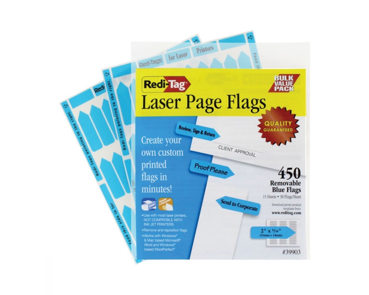 B39903 2 x 0.56 in. Redi-Tag Printable Arrow Flags, Blue - 10 Per Sheet