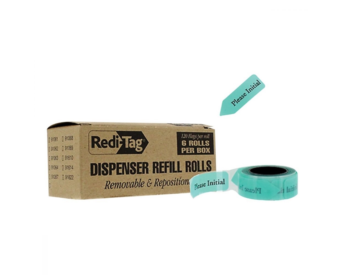 B91031 Redi-Tag Please Initial Page Flag Refill, Mint - 6 Rolls