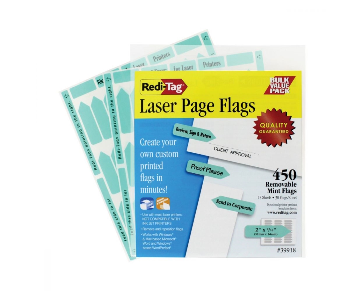B39918 2 x 0.5 in. Redi-Tag Printable Arrow Flags, Mint
