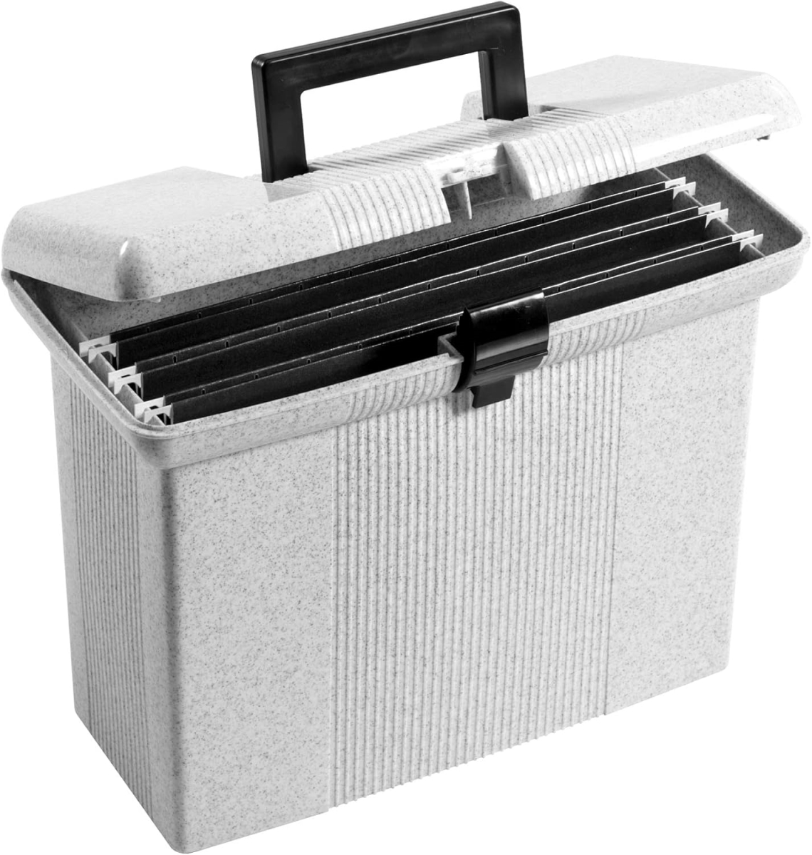 Portable File Box - Granite - Letter Size - Includes Hanging Files - Water Resistant