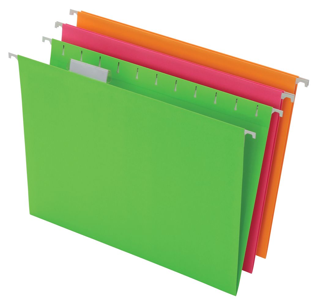 81670 Pendaflex Glow Hanging File Folders, Assorted Color - Letter Size - Pack of 12