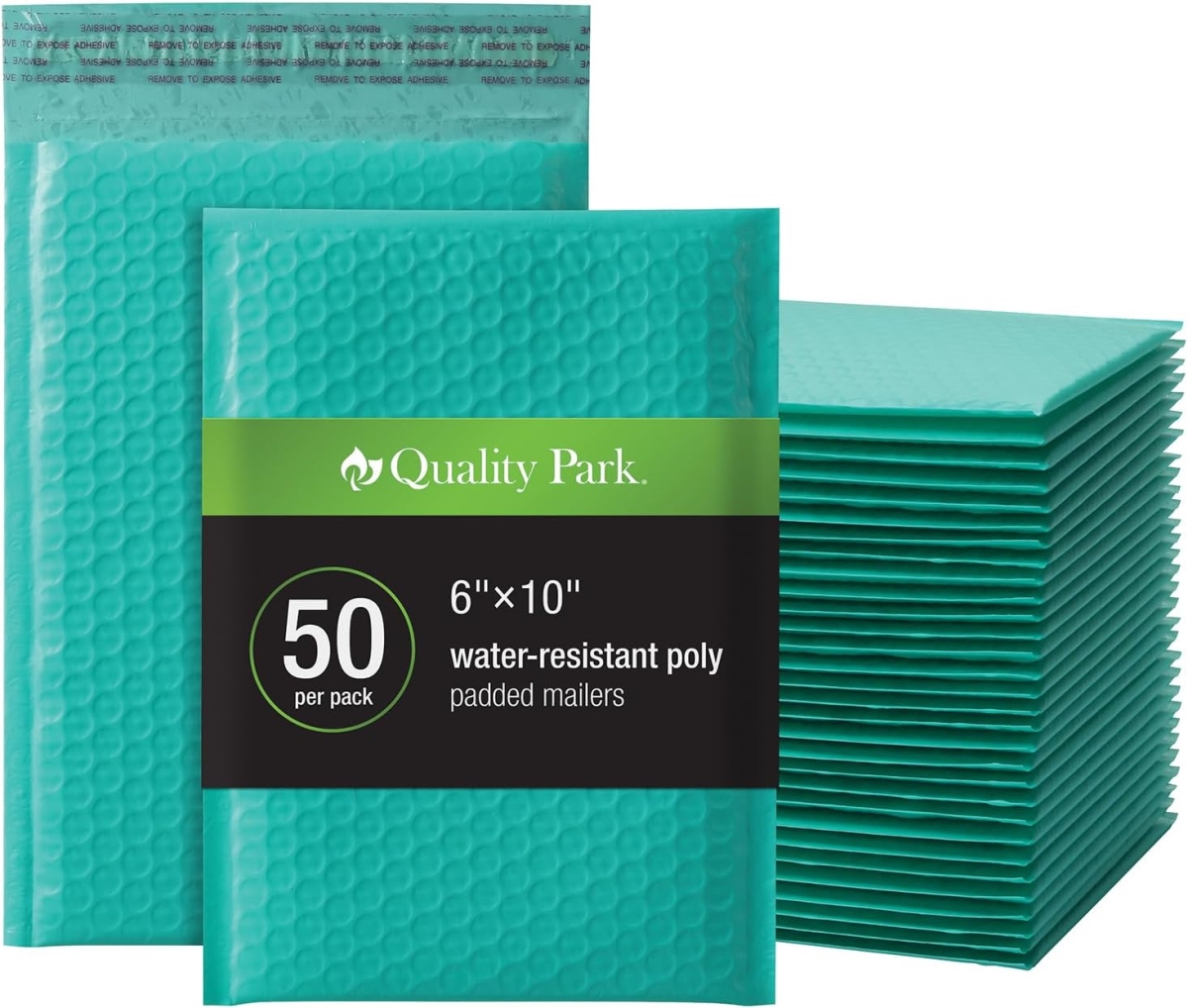 QUA85857 4 Count 6 x 9 in. Quality Park Bubble Mailer, No.0 Teal - 50 per Box