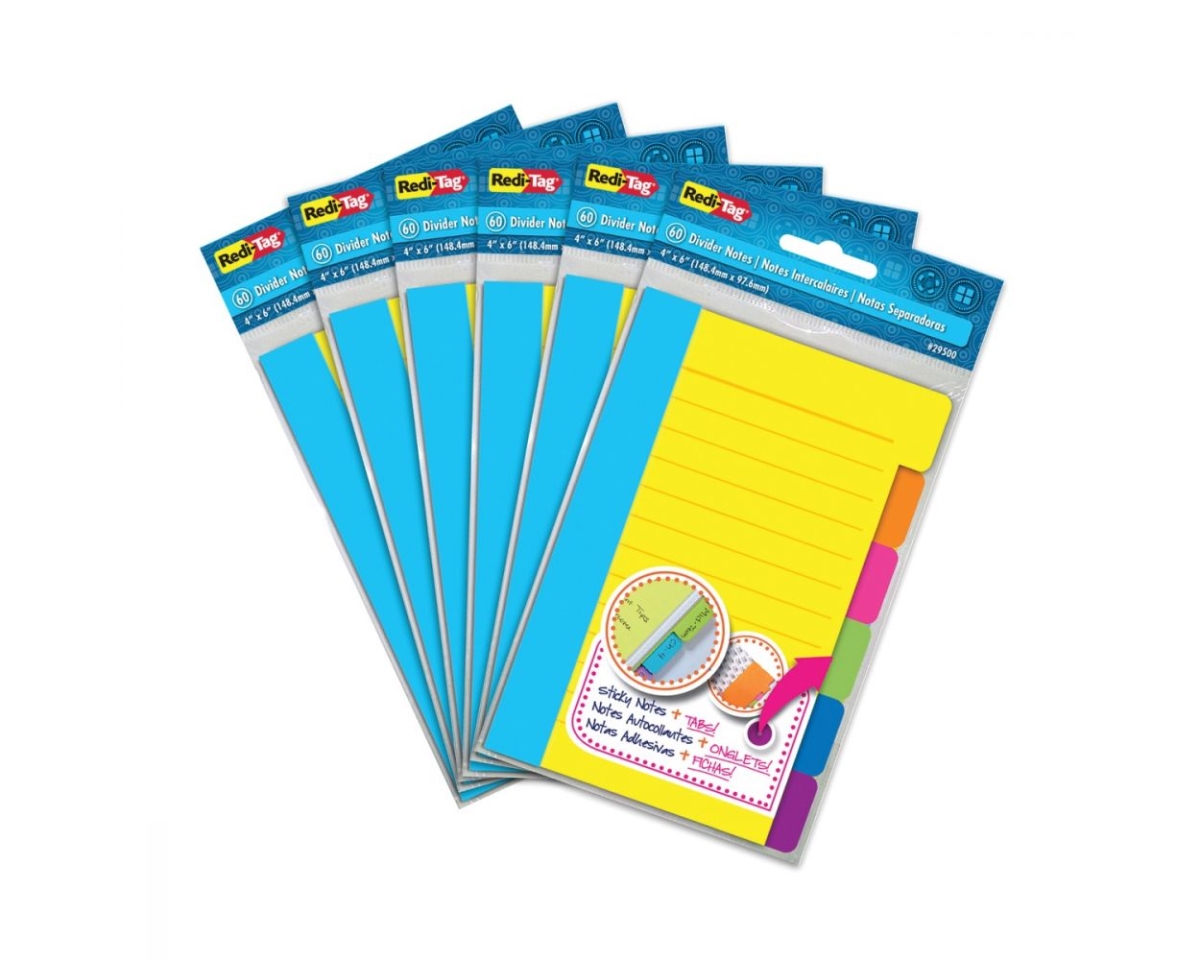 B10291 Redi-Tag Index Divider Note Pads, Large - Pack of 6