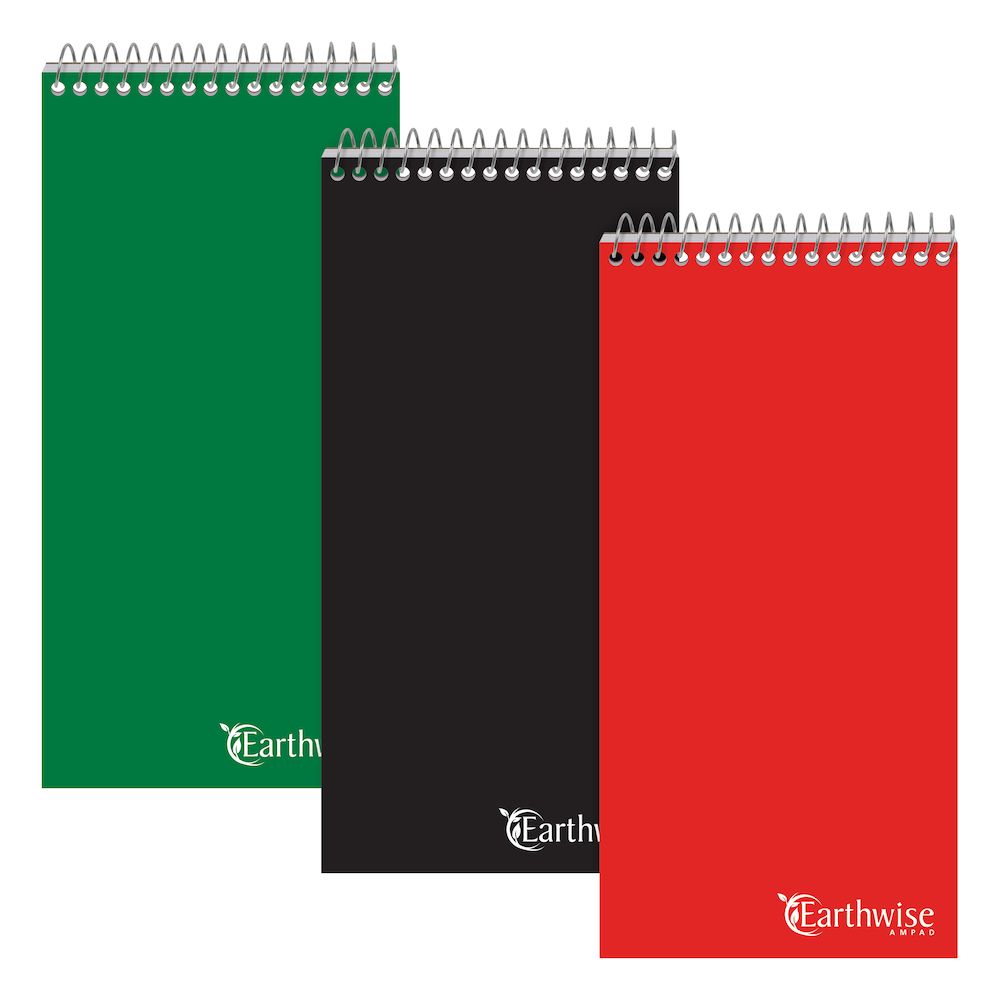 25-282R 4 x 8 in. Earthwise by Ampad Recycled Reporters Notebooks, Assorted Color - 70 Sheets - Pack of 3