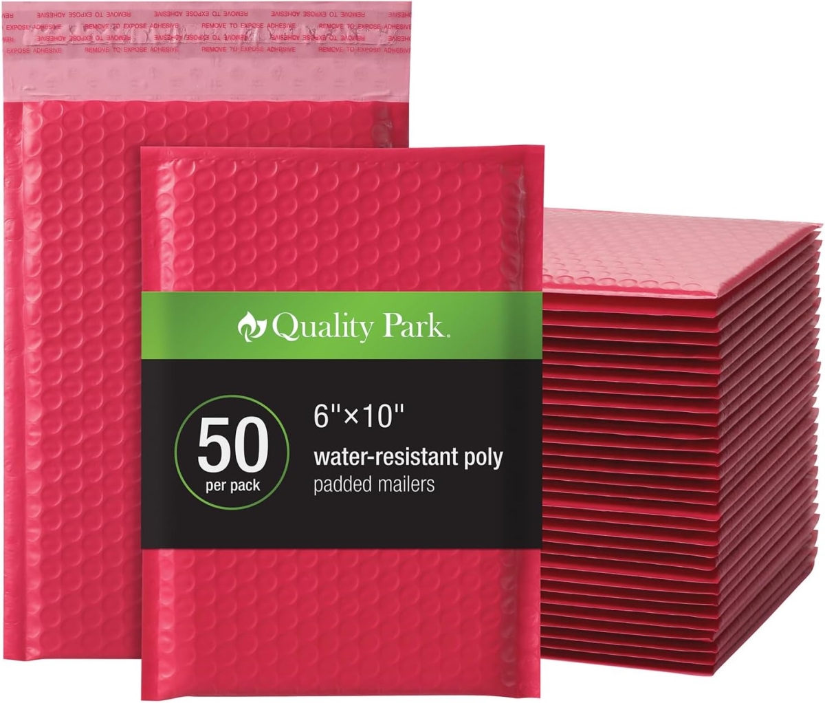 4 Count 6 x 9 in. Quality Park Bubble Mailer, No.0 Red - 50 per Box