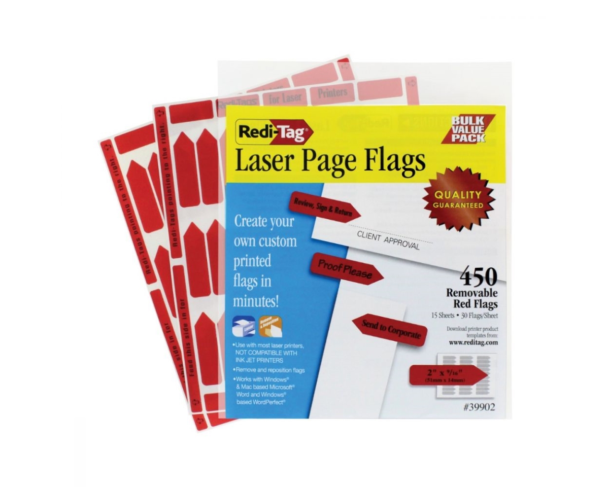 2 x 0.56 in. Redi-Tag Printable Arrow Flags, Red - 30 Per Sheet
