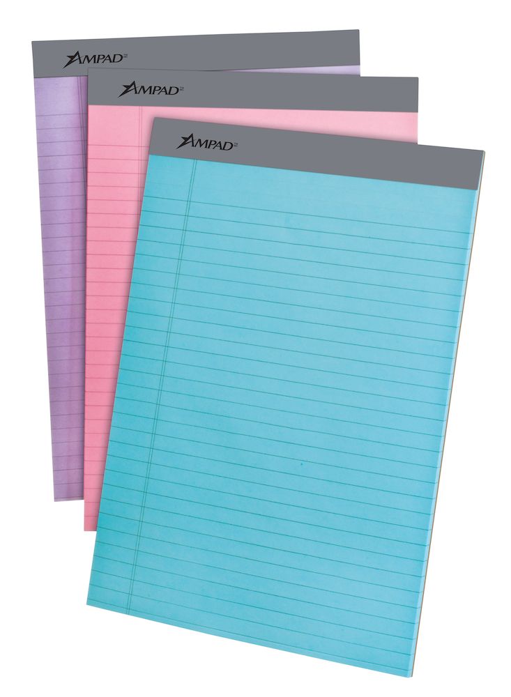 20-106 8.5 x 11.75 in. Ampad Perforated Pad, Assorted Pastel Color, 50 Sheets - 3 Per Pack