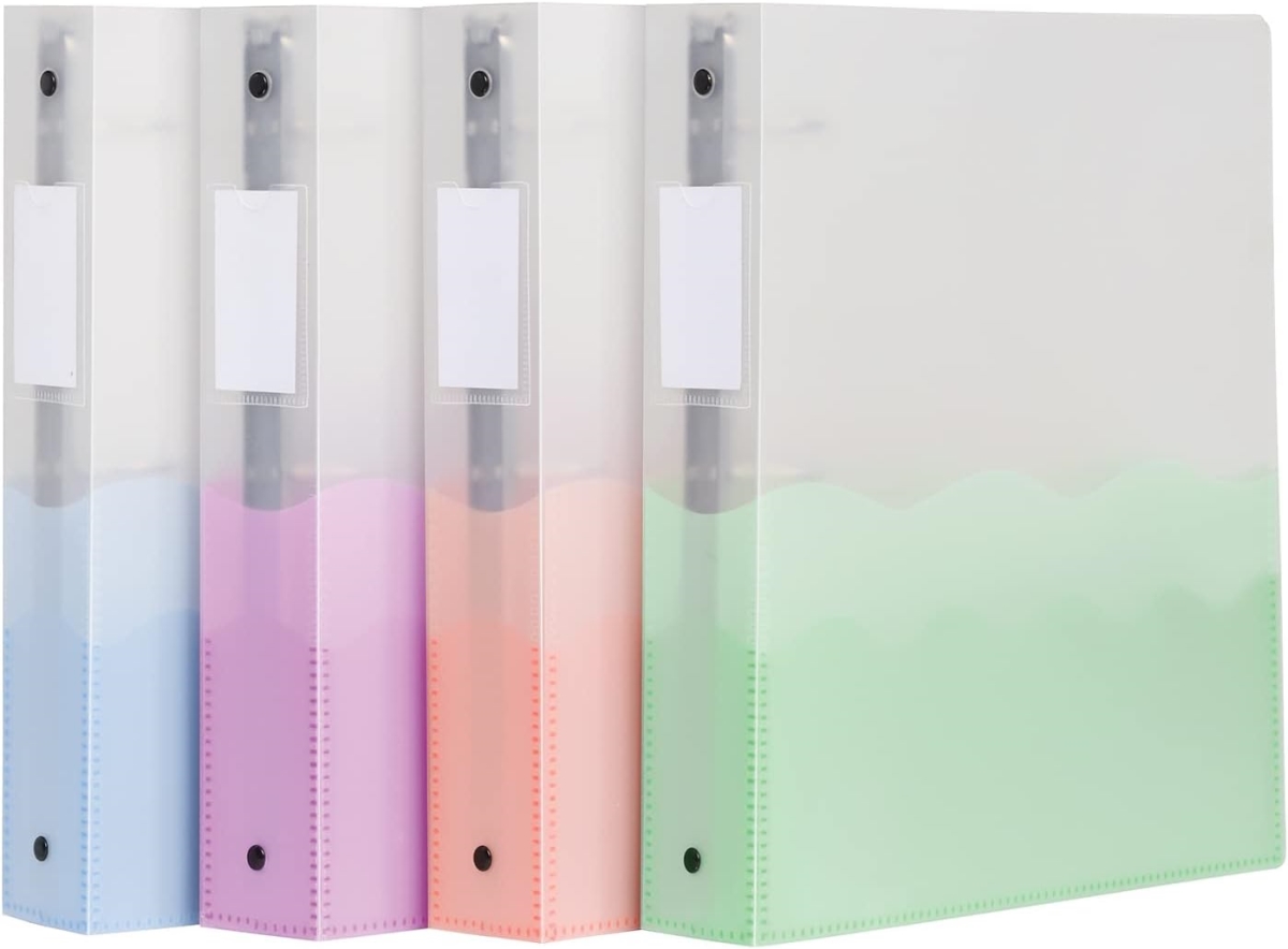 91091 Oxford Wave Flexible Poly Binders, Assorted Colors - Pack of 4