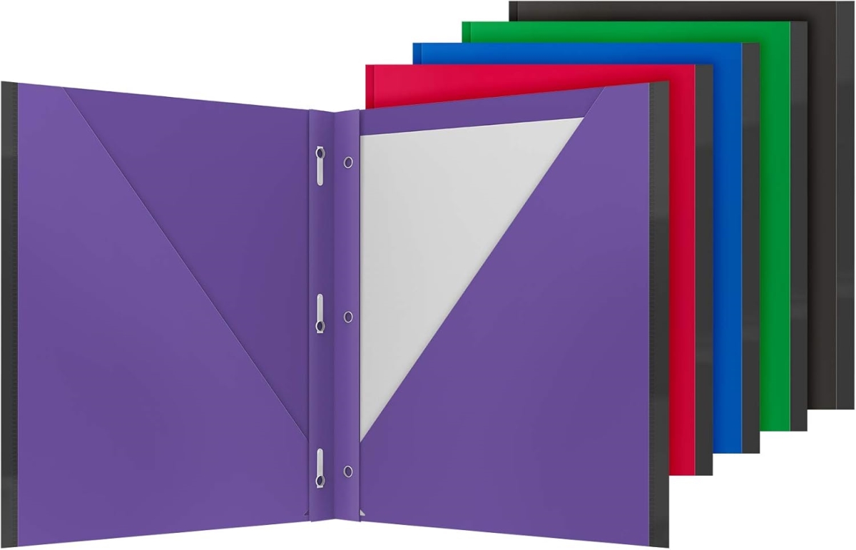89117 Oxford 2 Pocket Folders with Prongs, Assorted Colors - Pack of 5